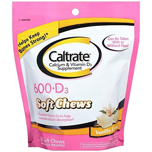 Caltrate 600+D Calcium Soft Chews Vanilla Creme 60 Count Per Bag