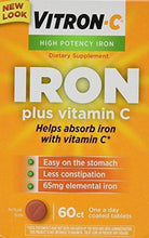 Vitronc Iron Supplement Plus Vitamin C Coated Tablets 60 Ct 6 Pack