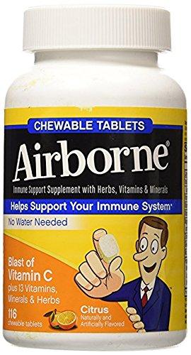 Airborne Citrus Chewable Tablets 116 Count 1000Mg Of Vitamin C Immune Support Supplement