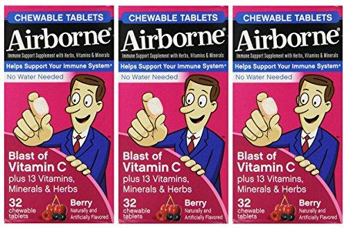 Airborne Immune Support Berry Chewable Tablets 32 Ct Pack Of 3