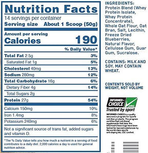 On Whey Oats Protein Powder With 14 Servings Blueberry Muffin 1.54 Pound