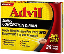 Advil Sinus Congestion Pain Reliever Coated Tablets 20 Count