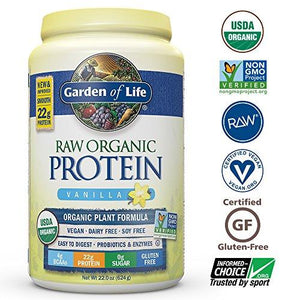 Organic Vegan Protein Powder With Vitamins And Probiotics Raw Organic Plant Based Protein Shake Sugar Free Vanilla 22.0Oz 1 Lb 6 Oz / 624G Powder