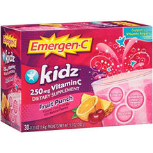 Emergenc Kidz Dietary Supplement Drink Mix With 250Mg Vitamin C 0.33 Ounce Packets Caffeine Free Fruit Punch Flavor 30 Count