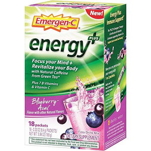 Emergenc Energy+ Dietary Supplement Drink Mix With Caffeine 0.33 Ounce Packets Blueberryacai Flavor 18 Count