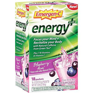 Emergenc Energy+ Dietary Supplement Drink Mix With Caffeine 0.33 Ounce Packets Blueberryacai Flavor 18 Count
