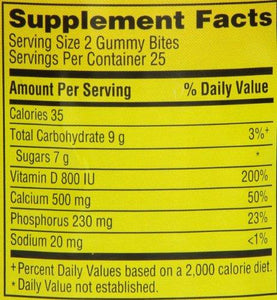 Caltrate Gummy Bites Calcium Vitamin D3 Supplement Black Cherry Orange Strawberry Flavor 50Count Gummies