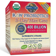 Raw Probiotics 5Day Max Care Powder Banana Flavor Acidophilus Probiotic Support For Digestive And Immune System Gluten Soy Gmofree Certified Organic 2.4 Oz