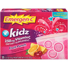 Emergenc Kidz Dietary Supplement Drink Mix With 250Mg Vitamin C 0.33 Ounce Packets Caffeine Free Fruit Punch Flavor 30 Count
