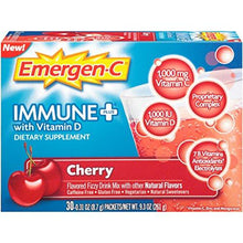 Emergenc Immune+ System Support With 1000Mg Vitamin C Dietary Supplement 0.31 Ounce Packets Caffeine Free Cherry Flavor 30 Count