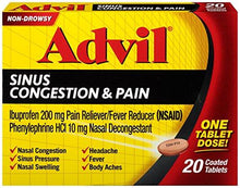 Advil Sinus Congestion Pain Reliever Coated Tablets 20 Count