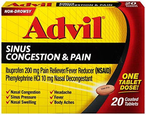 Advil Sinus Congestion Pain Reliever Coated Tablets 20 Count