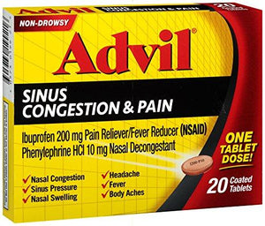 Advil Sinus Congestion Pain Reliever Coated Tablets 20 Count