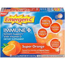 Emergenc Immune+ System Support Dietary Supplement Drink Mix With Vitamin D 1000Mg Vitamin C 0.33 Ounce Packets Super Orange Flavor 30 Count