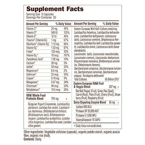 Raw Probiotics Acidophilus And Bifidobacteria Probioticcreated Vitamins Minerals Enzymes And Prebiotics Gluten Free 90 Vegetarian Capsules