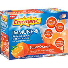 Emergenc Immune+ System Support Dietary Supplement Drink Mix With Vitamin D 1000Mg Vitamin C 0.33 Ounce Packets Super Orange Flavor 30 Count